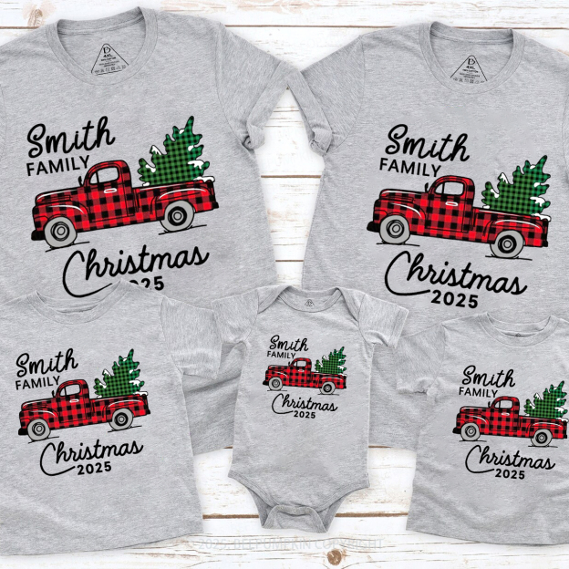 Christmas Truck And Tree 2025 Family Matching Shirt