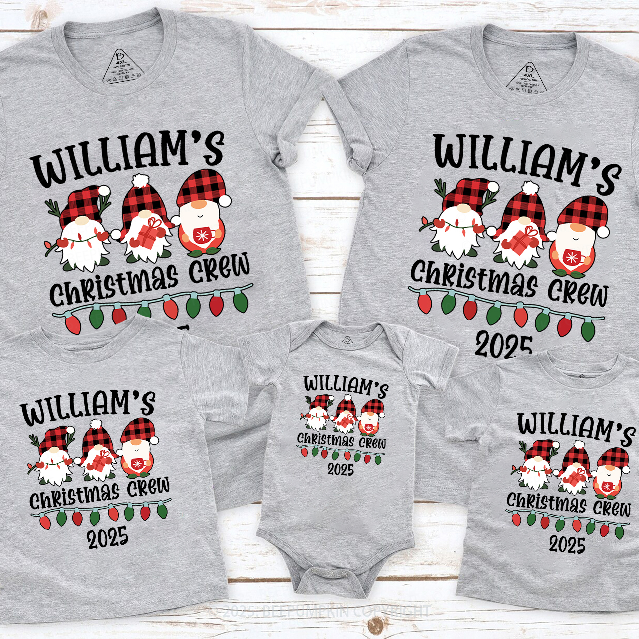 Personalized Customized Name Christmas Crew Family T-Shirts Beepumpkin