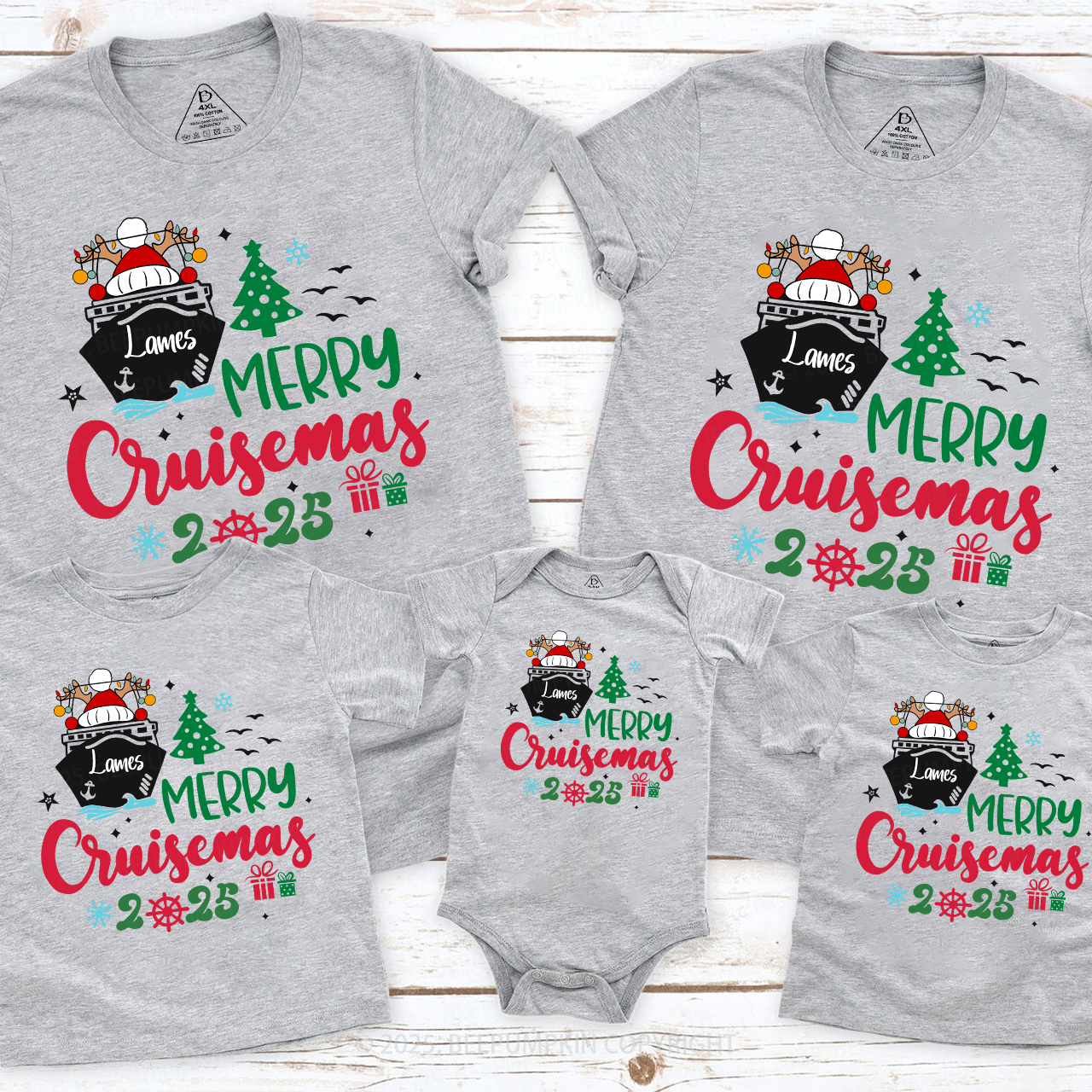 2025 Personalized Christmas Cruise Name Christmas Family Matching T-Shirts Beepumpkin