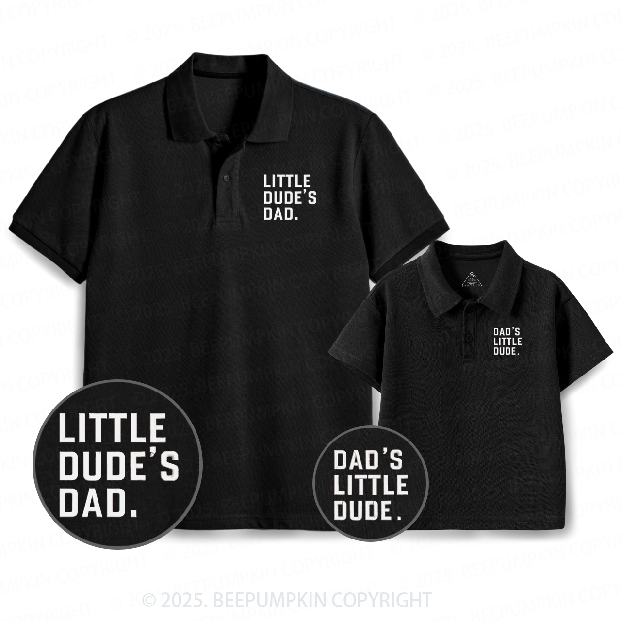 Little Dude's Dad Dad&Me Matching Polo Shirt Beepumpkin