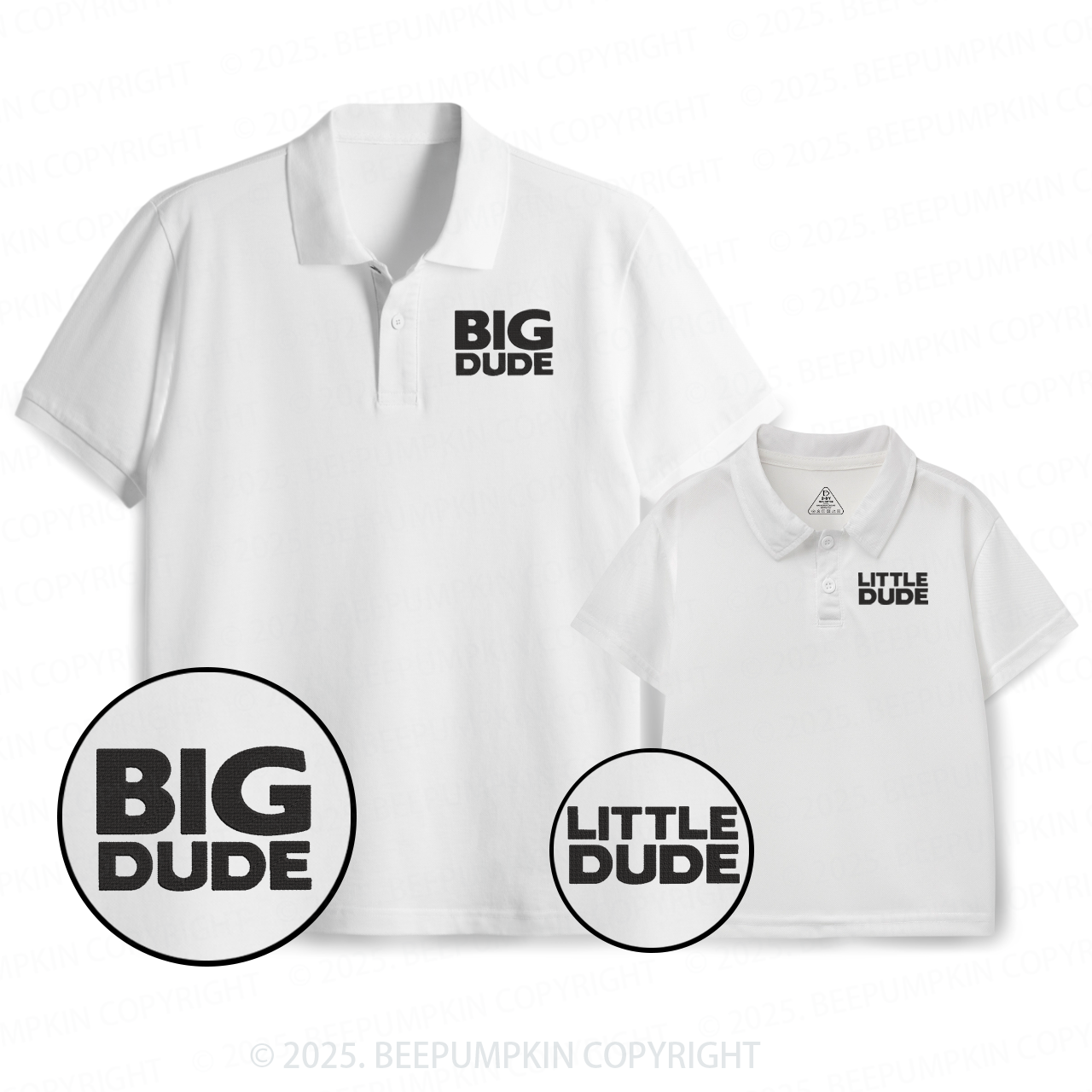 Big Dude Little Dude Dad&Me Matching Polo Shirt Beepumpkin