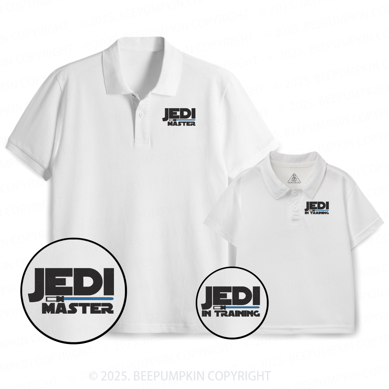 Embroidery Lightsaber Dad&Me Matching Polo Shirt Beepumpkin