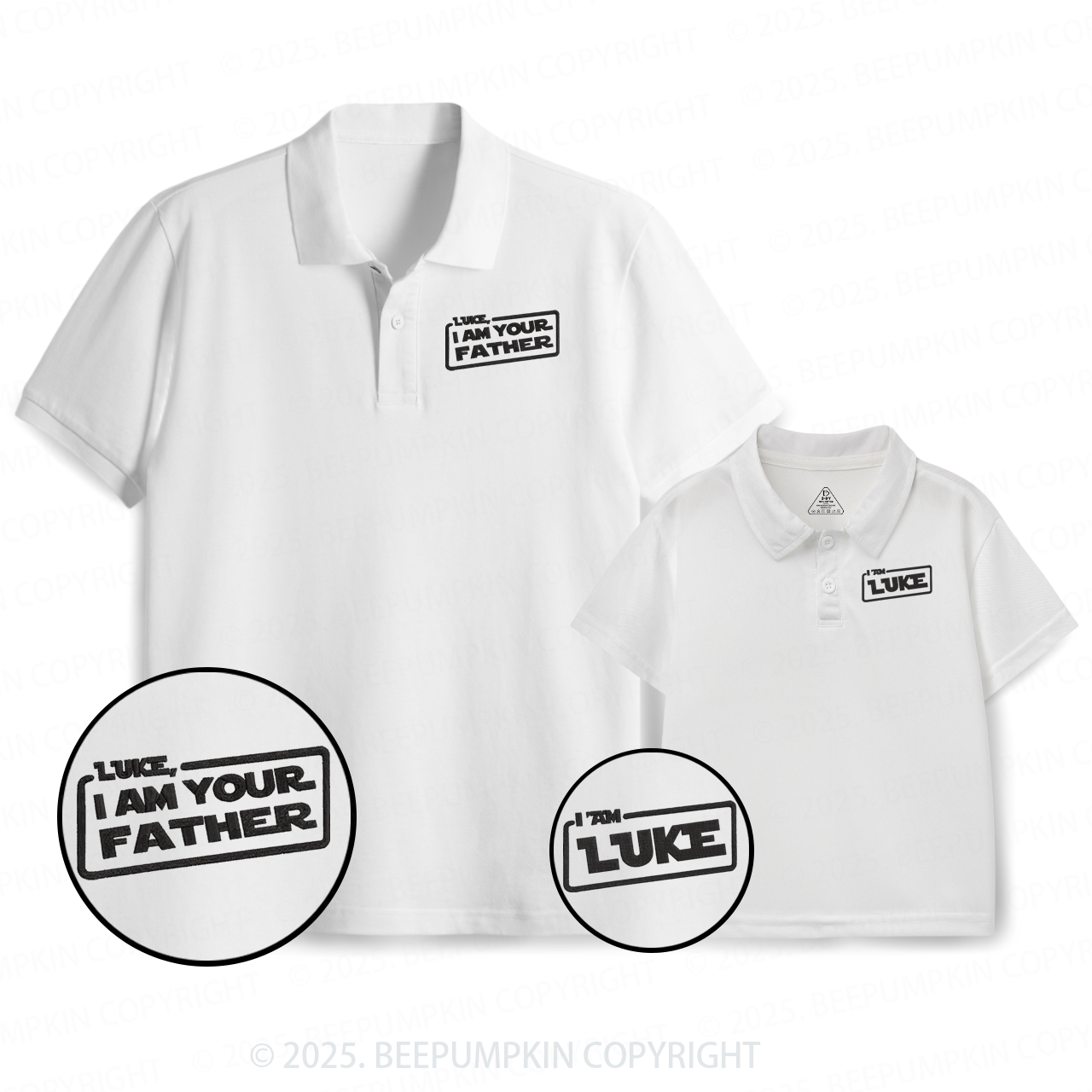 Embroidery Personalized Name I Am Your Father Dad&Me Matching Polo Shirt Beepumpkin