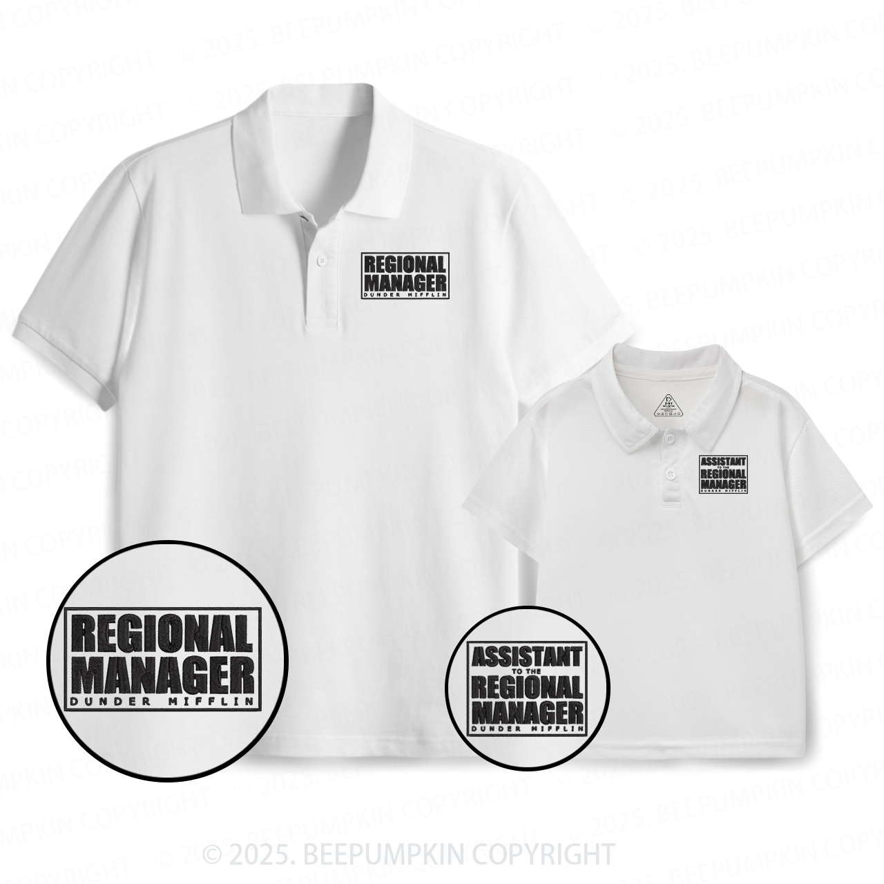 Embroidery Dunder Mifflin Dad&Me Matching Polo Shirt Beepumpkin