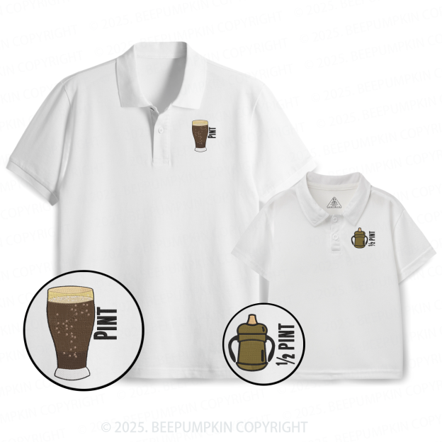 Embroidery Pint Half Pint Dad&Me Matching Polo Shirt Beepumpkin