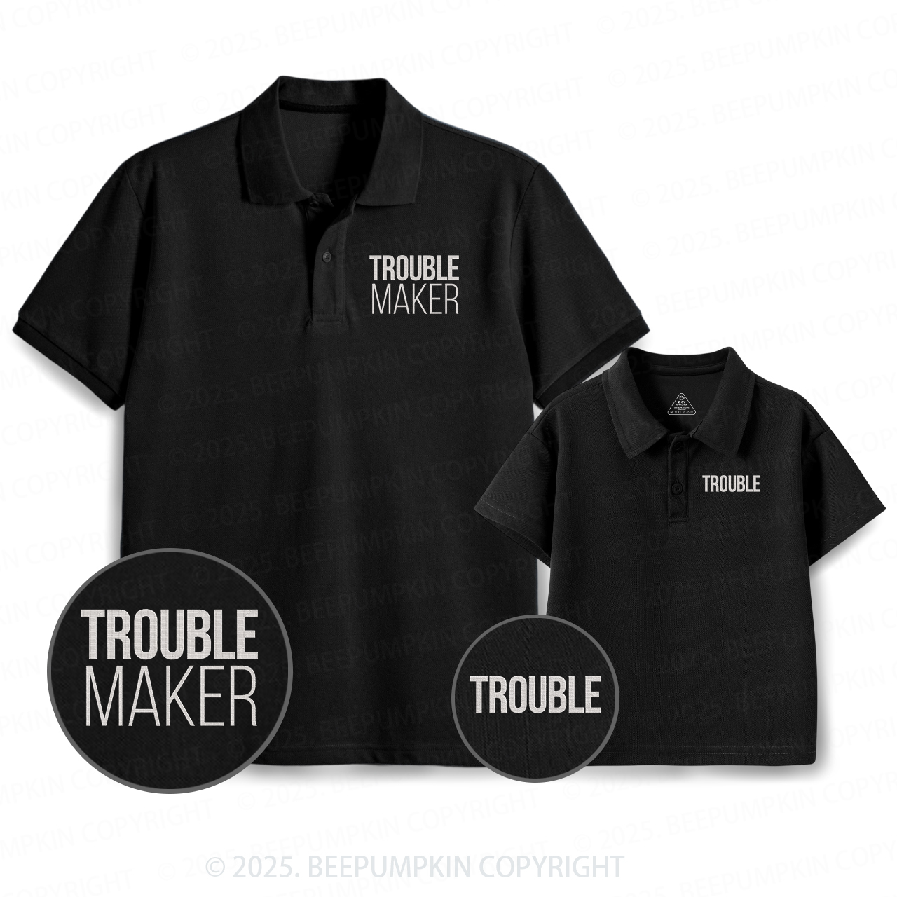 Embroidery Trouble Maker Dad&Me Matching Polo Shirt Beepumpkin