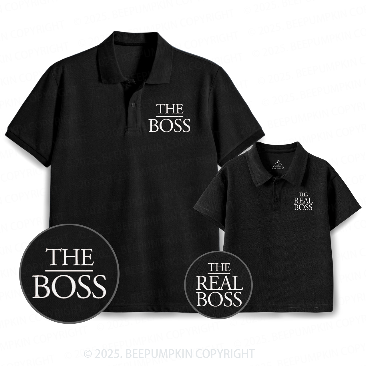 Embroidery The Boss And The Real Boss Dad&Me Matching Polo Shirt Beepumpkin