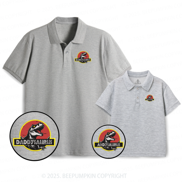 Embroidery Personalized Name-saurus Dad&Me Matching Polo Shirt Beepumpkin
