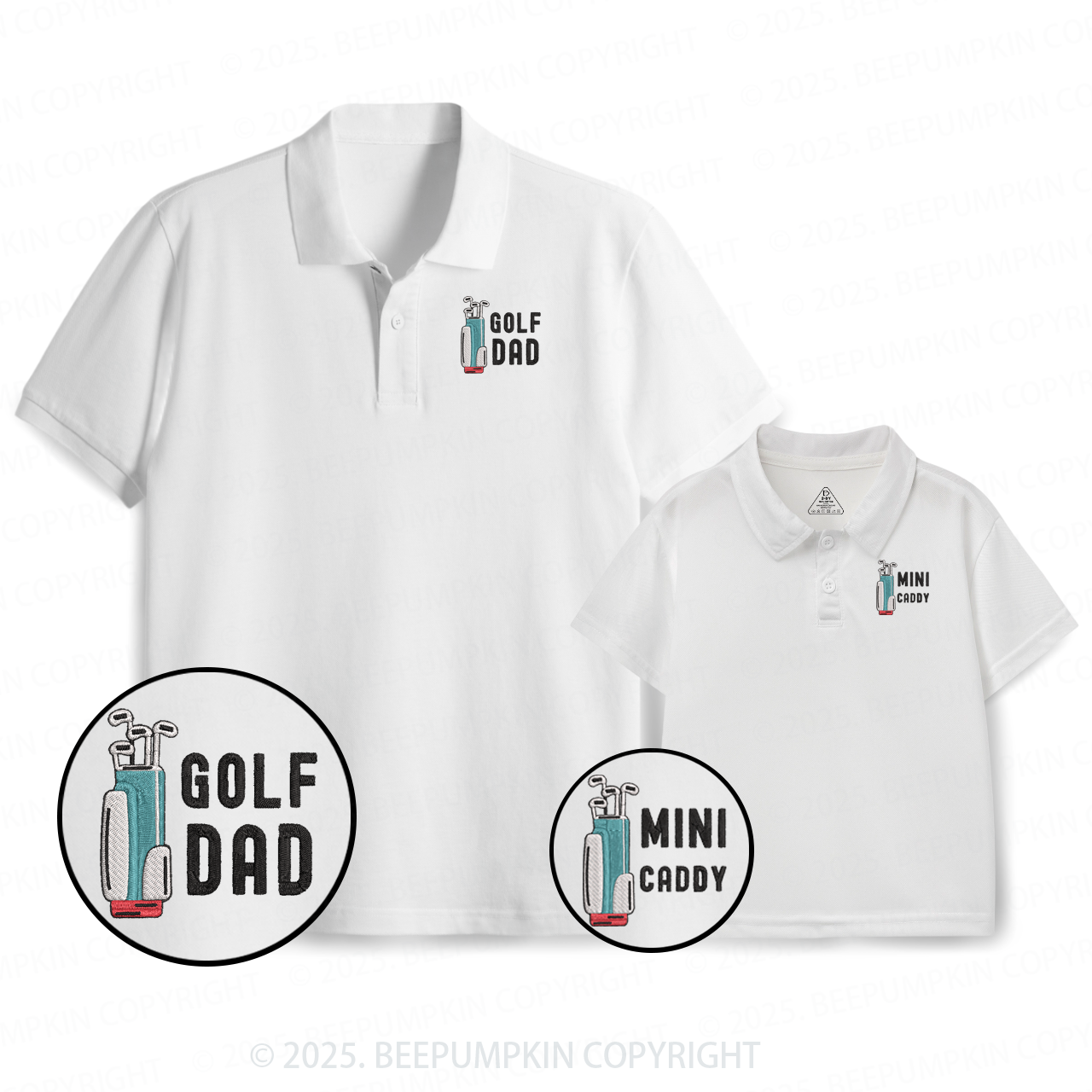 Embroidery Daddy Golfing Dad&Me Matching Polo Shirt Beepumpkin