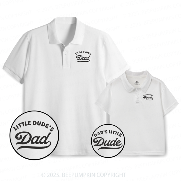 Embroidery Little Dude's Dad&Me Matching Polo Shirt Beepumpkin