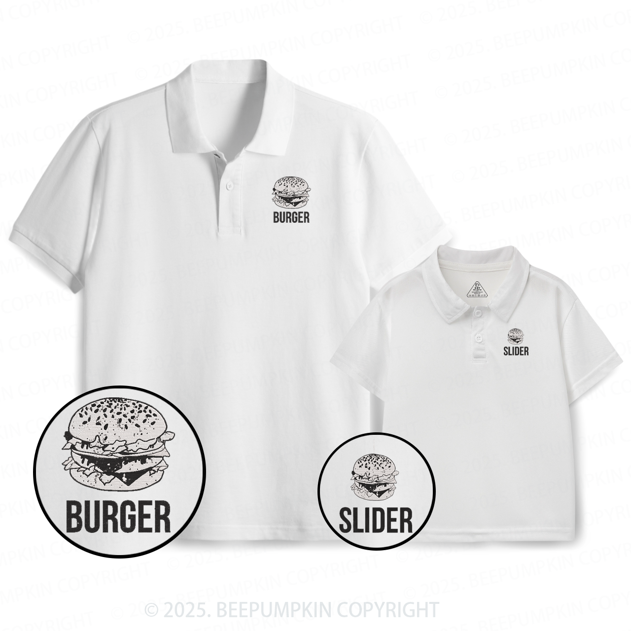 Embroidery Burger&Slider Dad&Me Matching Polo Shirt Beepumpkin