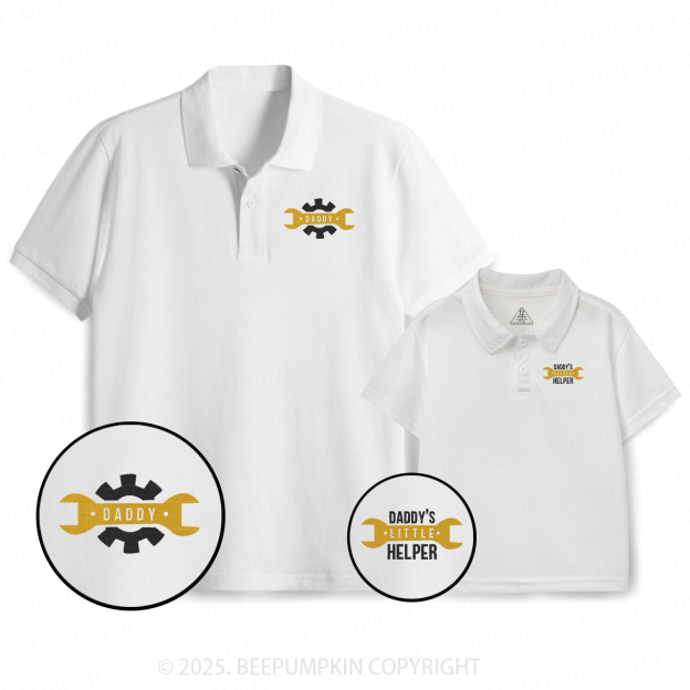 Embroidery Daddy's Little Helper Dad&Me Matching Polo Shirt Beepumpkin