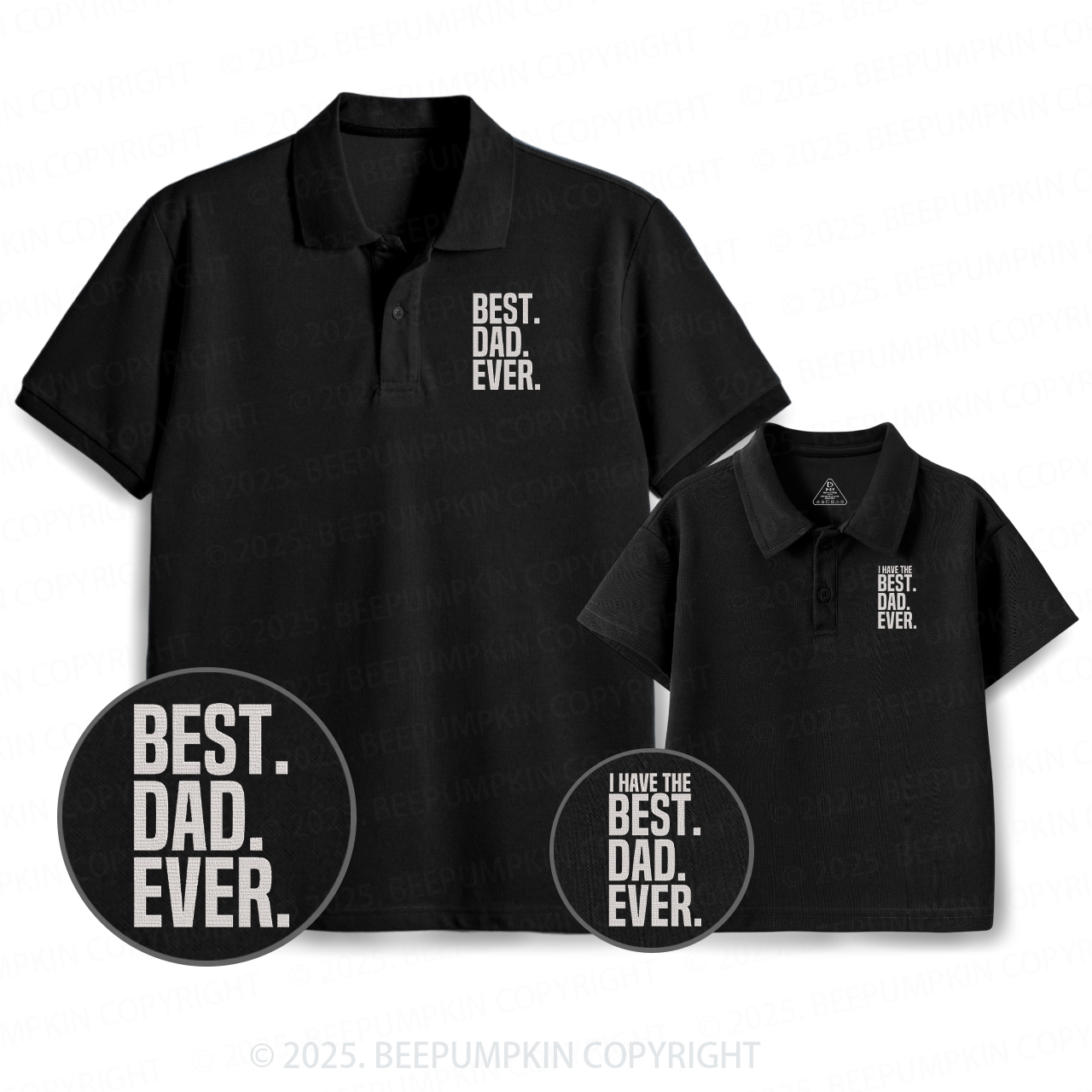 Embroidery Best Dad Ever Dad&Me Matching Polo Shirt Beepumpkin