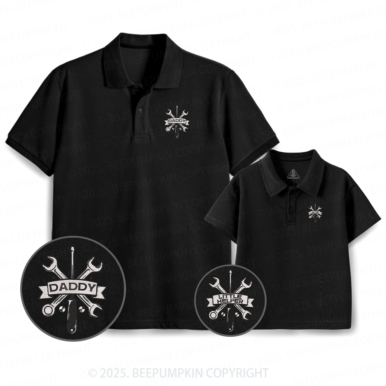 Embroidery Little Helper Dad&Me Matching Polo Shirt Beepumpkin