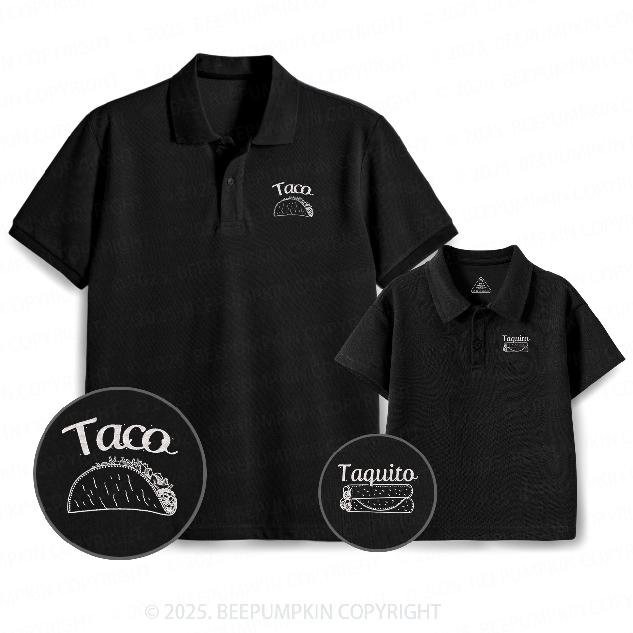 Embroidery Taco&Taquito Dad&Me Matching Polo Shirt Beepumpkin