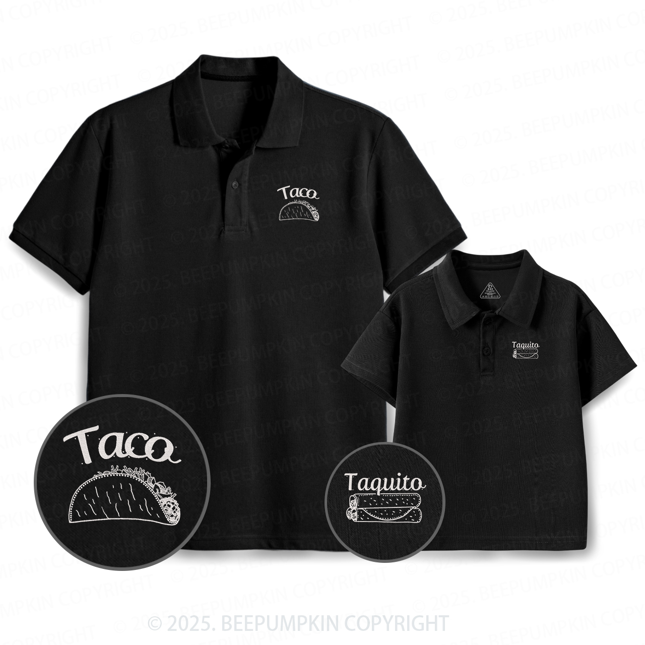 Embroidery Taco&Taquito Dad&Me Matching Polo Shirt Beepumpkin