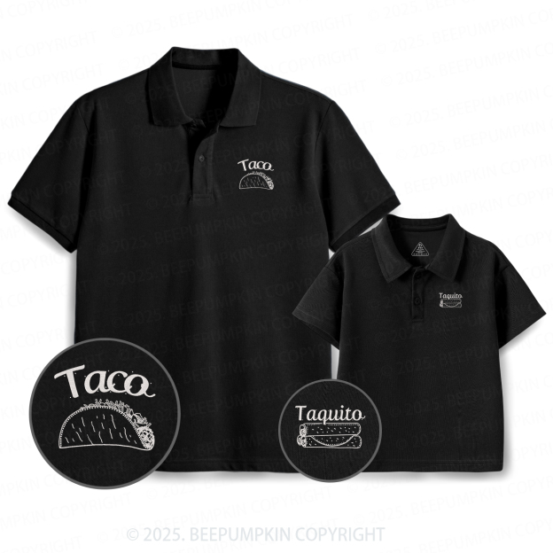 Embroidery Taco&Taquito Dad&Me Matching Polo Shirt Beepumpkin
