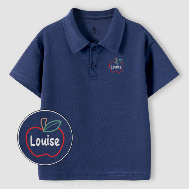 Embroidery Personalized Apple Lines Toddler&Kid's Polo Shirt Beepumpkin