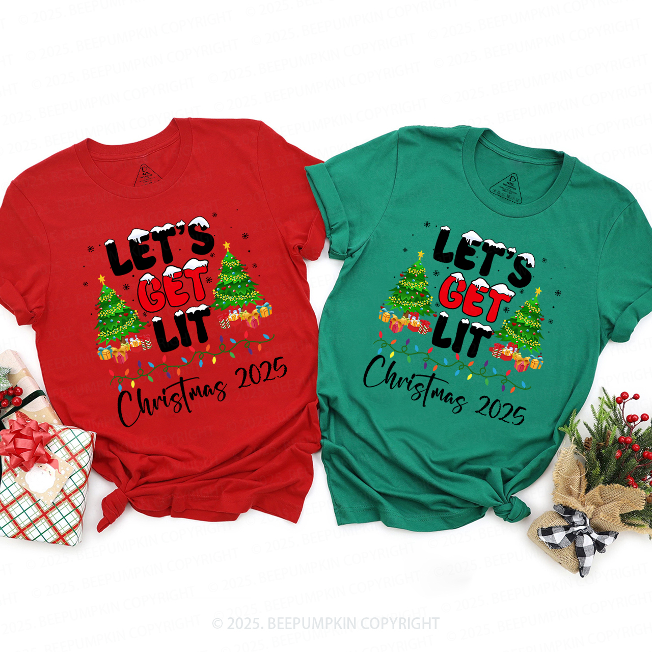 Let's Get Lit From Xmas Party Matching Shirts