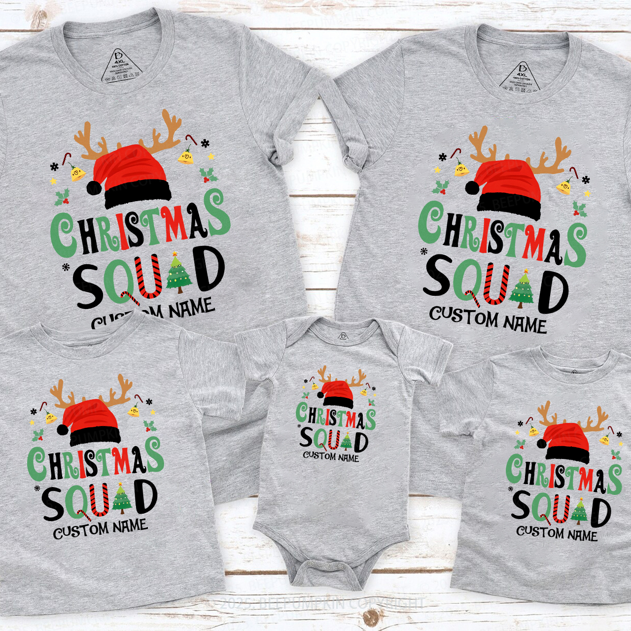 Personalized Christmas Squad Family Matching T-Shirts Beepumpkin
