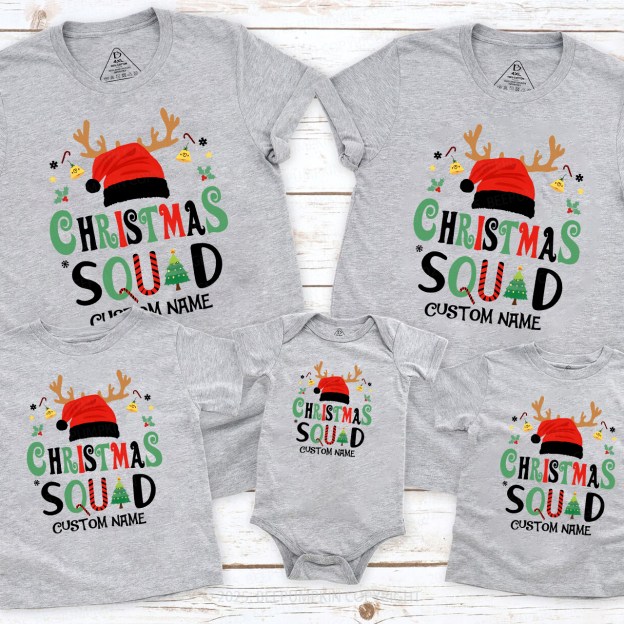 Personalized Christmas Squad Family Matching T-Shirts Beepumpkin