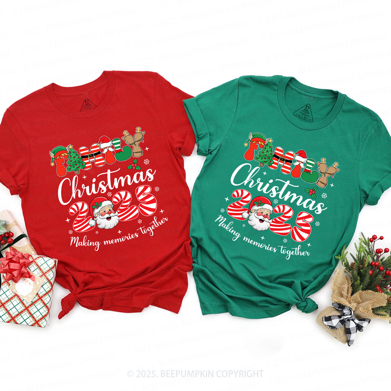 2025 Santa Claus Christmas Crew Family Matching T-Shirts Beepumpkin