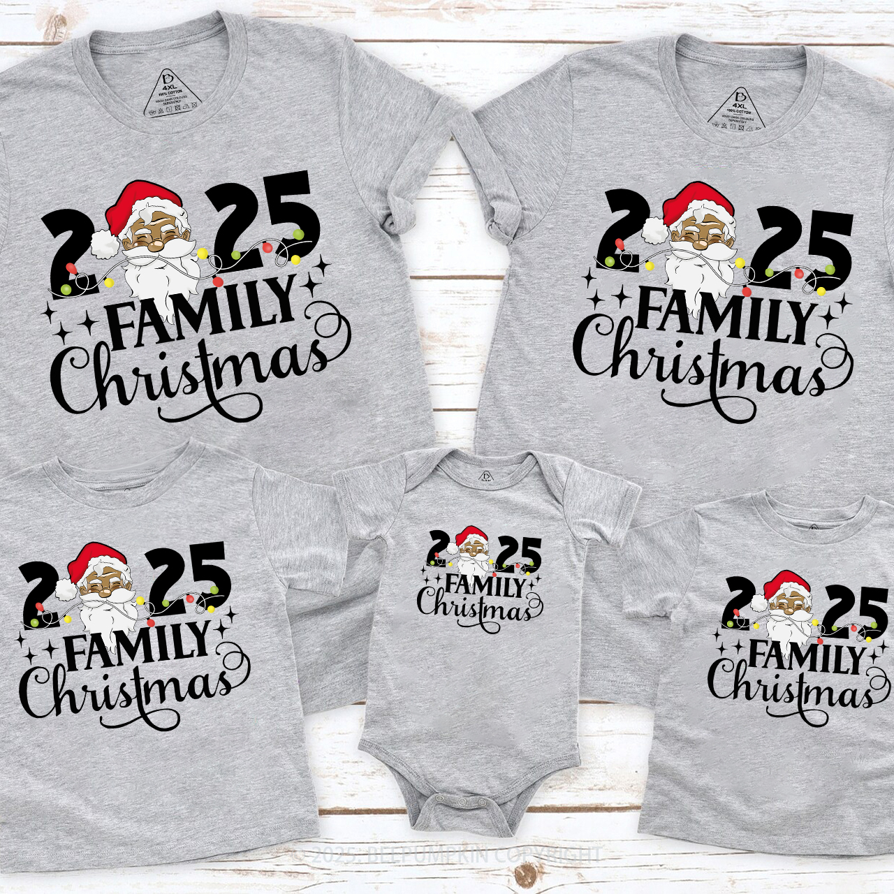 Santa Melanin Family Christmas 2025 T-Shirts Beepumpkin