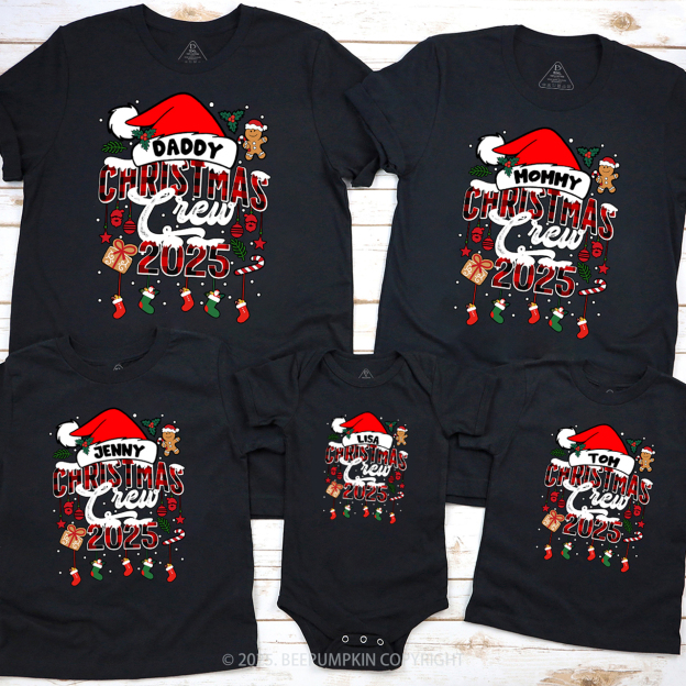 Custom Christmas Crew 2024 Matching Party T-Shirts Beepumpkin