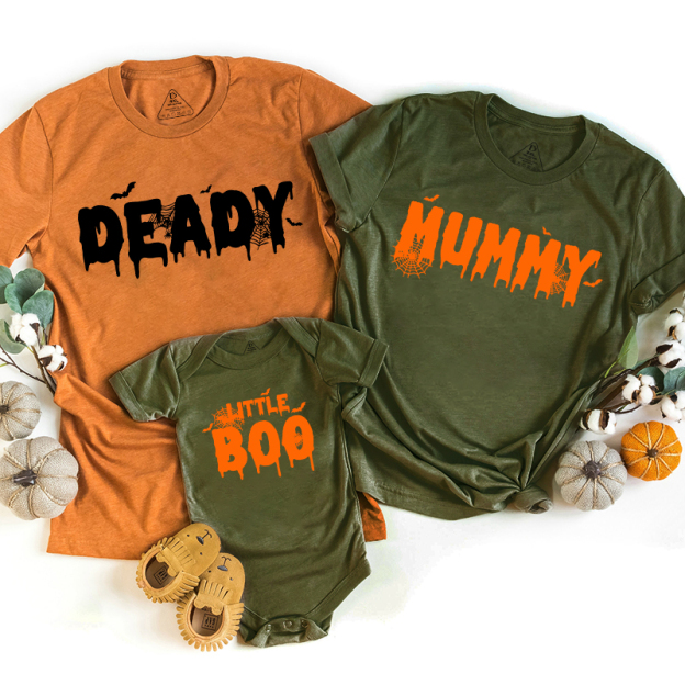 Personalized Deady Mummy Little Boo Halloween Family Matching Shirts