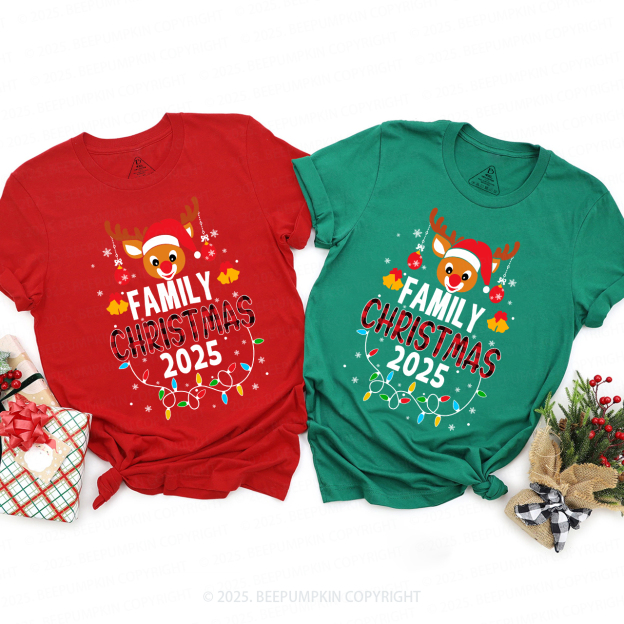 2025 Elk Light Christmas Holiday Family Matching T-Shirts Beepumpkin