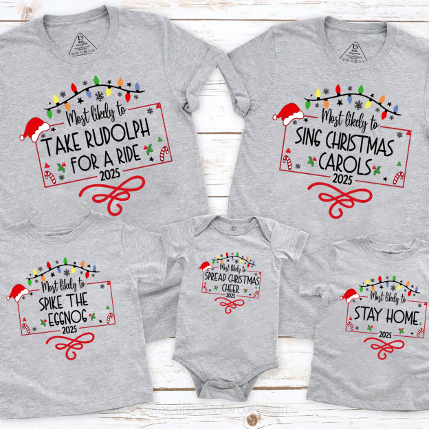 2025 Most Likely To Lanterns Christmas Matching T-Shirts