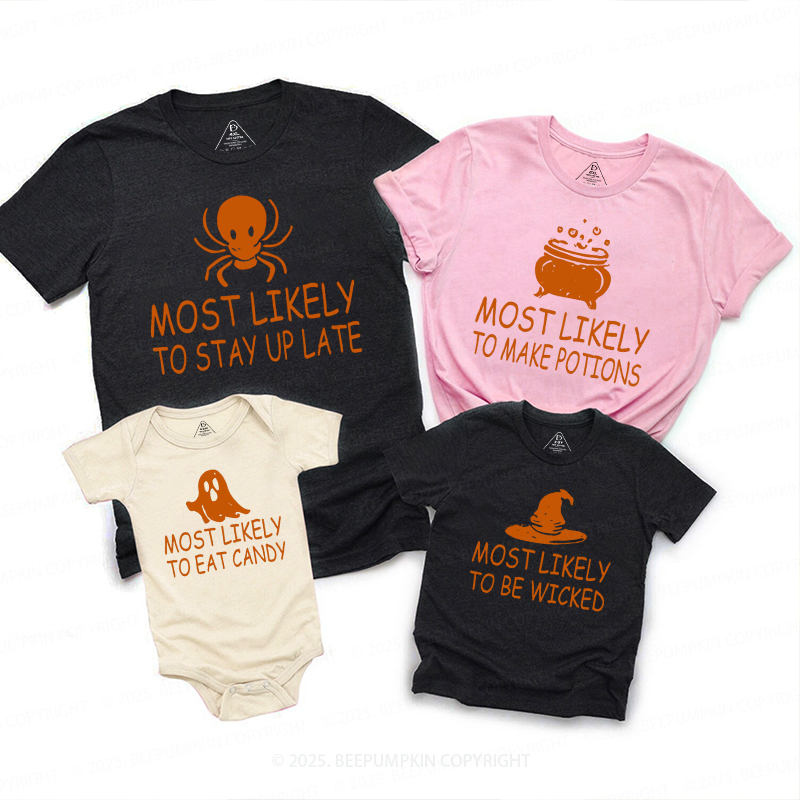 Personalized Most Likely To Halloween Family Matching Shirts