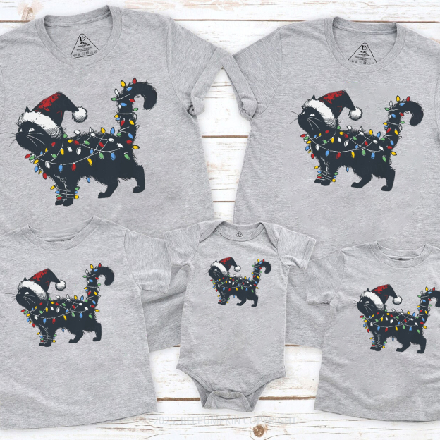 Merry Meowmas Family Matching T-Shirts Beepumpkin