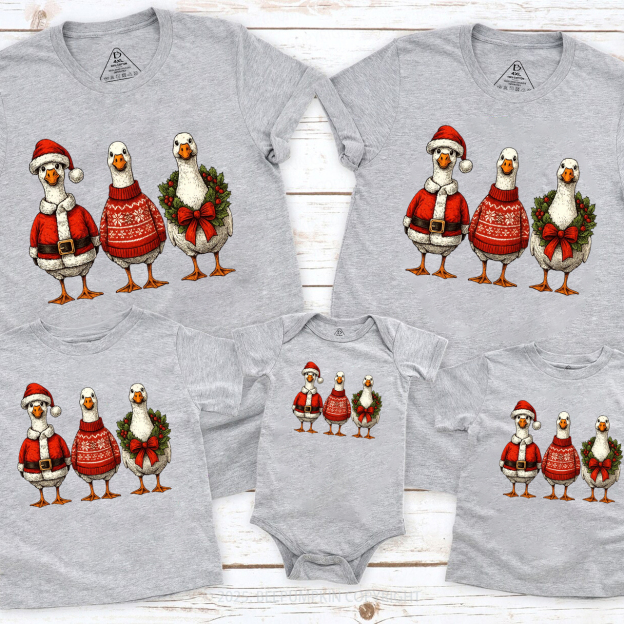 Santa Goose Family Matching T-Shirts Beepumpkin