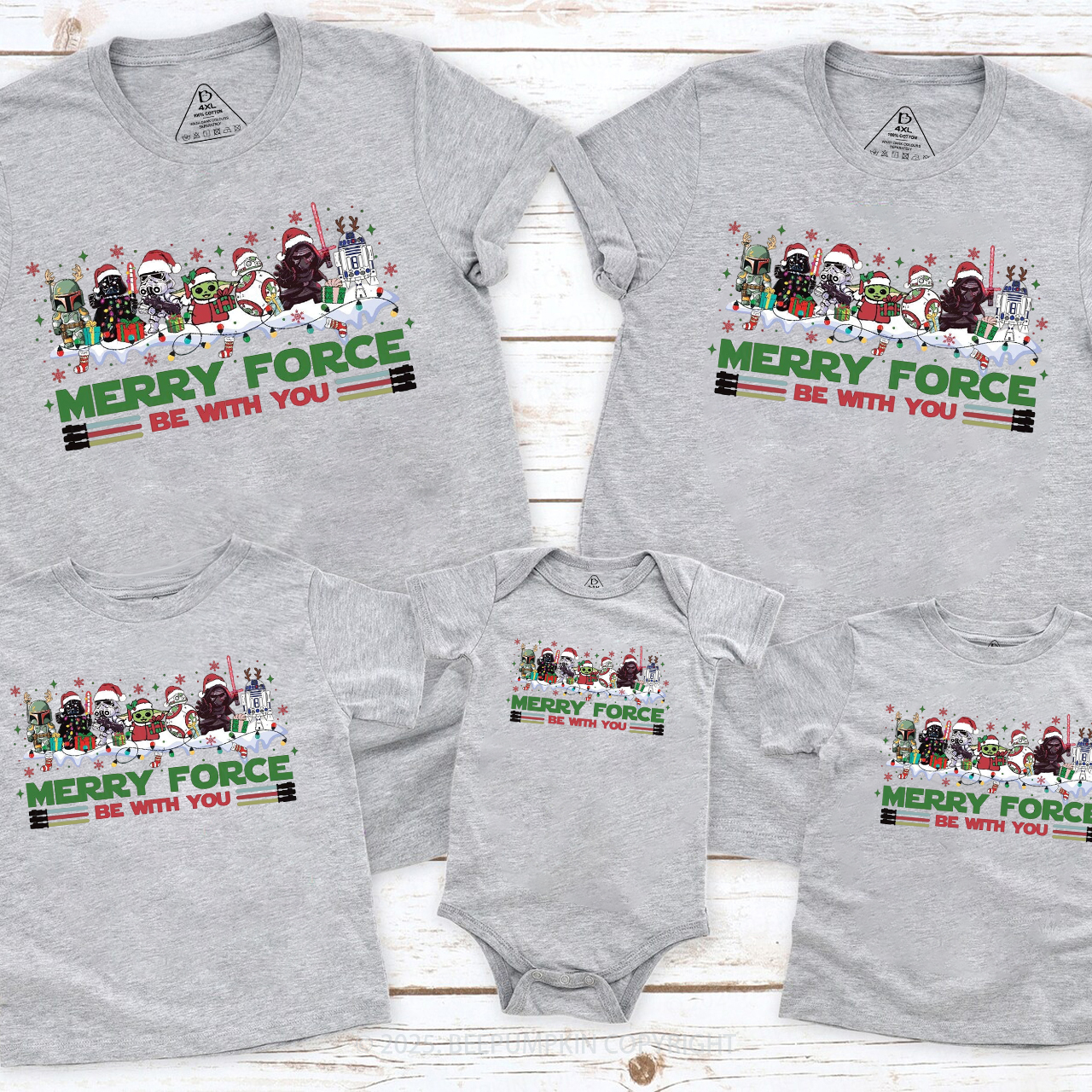 Merry Force Be With You Family Matching T-Shirts Beepumpkin