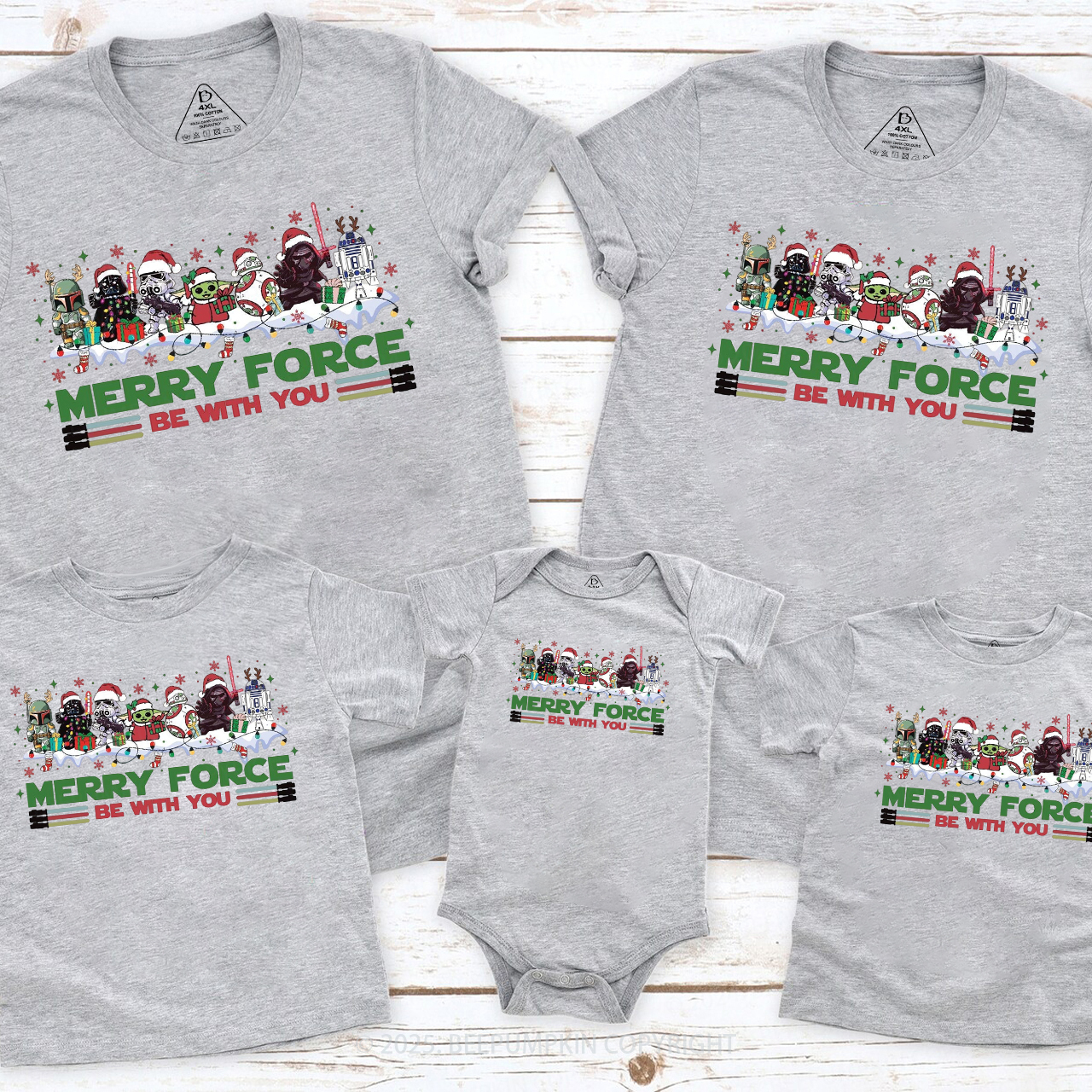 Merry Force Be With You Family Matching T-Shirts Beepumpkin