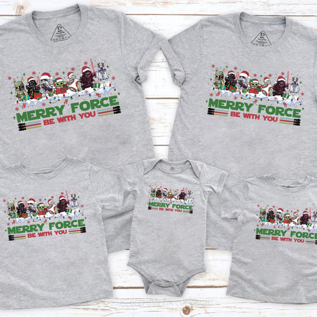 Merry Force Be With You Family Matching T-Shirts Beepumpkin