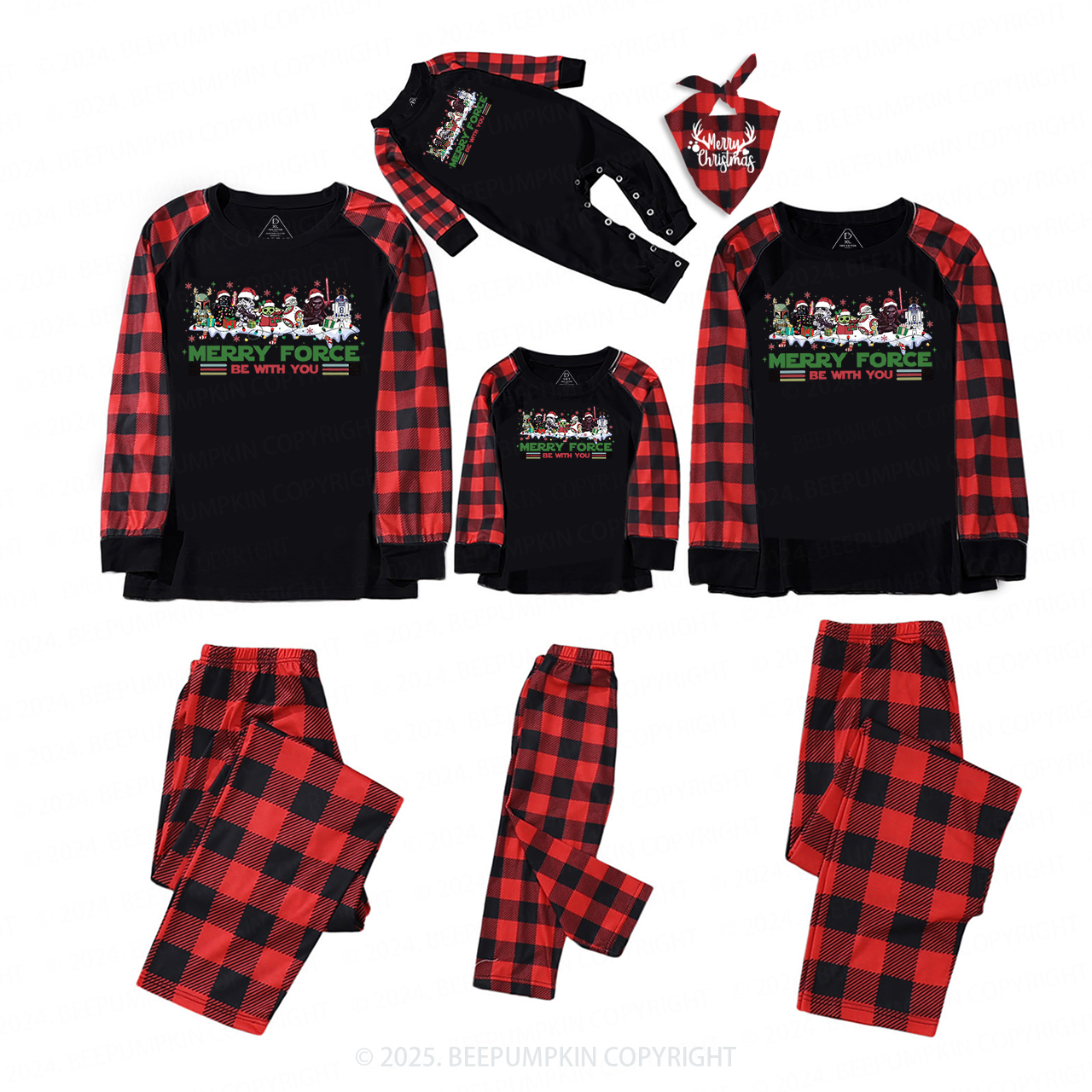 Merry Force Be With You Christmas Family Matching Pajamas