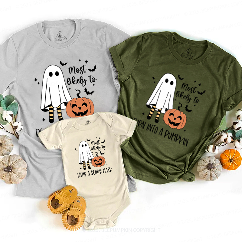 Personalized Funny Ghost Pumpkin Halloween Family Matching Shirts