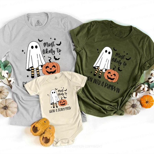 Personalized Funny Ghost Pumpkin Halloween Family Matching Shirts