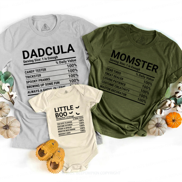 Personalized Group Halloween Nutrition Facts Family Matching Shirts