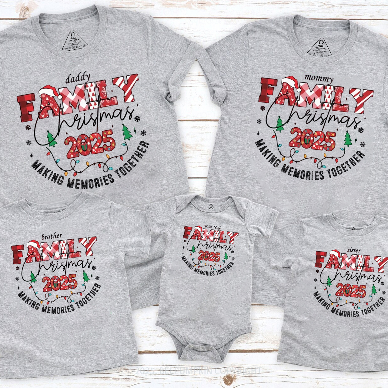 Personalized Holiday Family Cheer Family Matching T-Shirts Beepumpkin