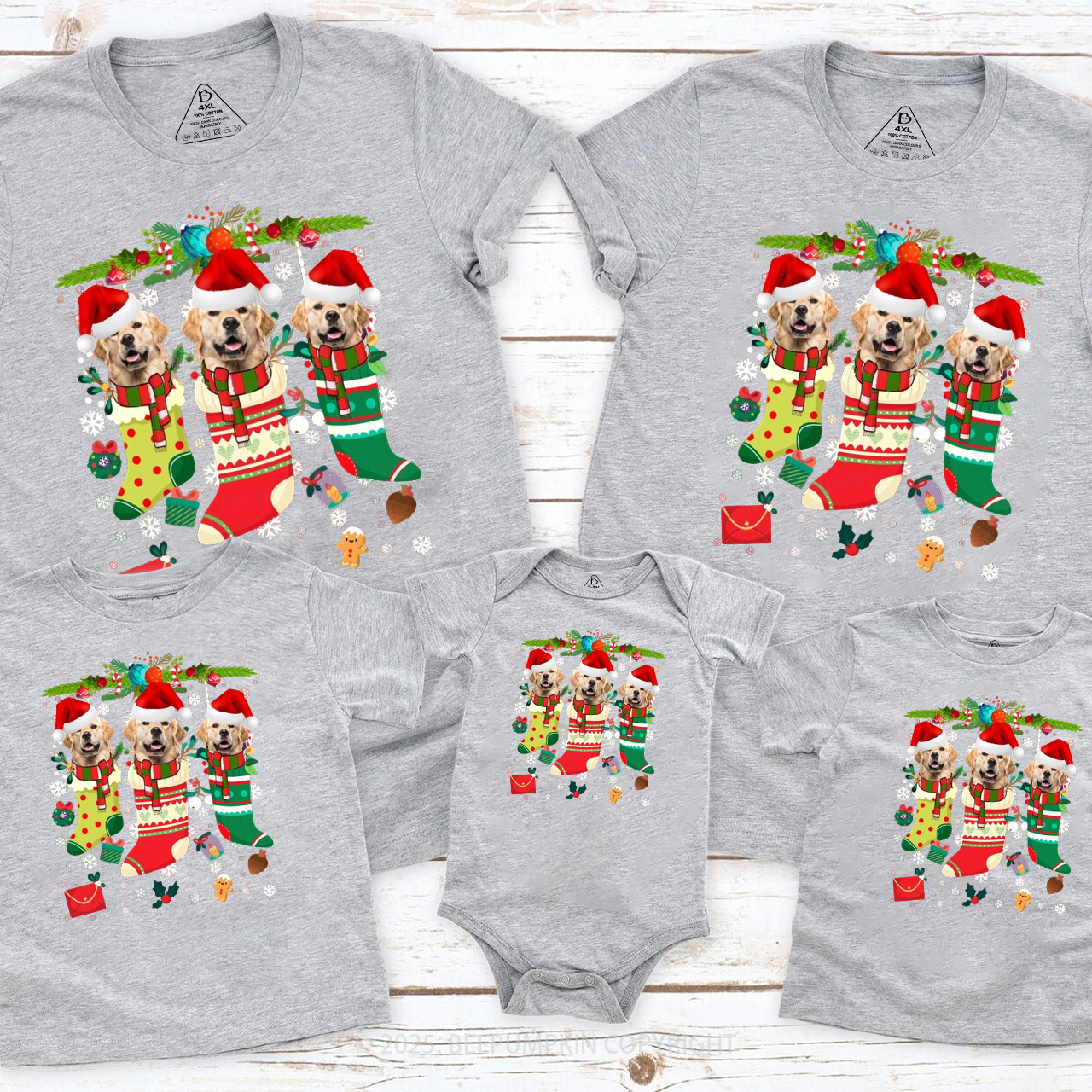 Personalized Paws & Claus Family Matching T-Shirts Beepumpkin