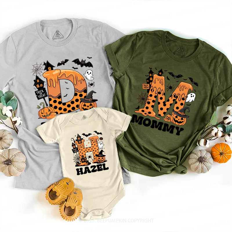 Personalized Alphabet Name Halloween Family Fun Matching Shirts