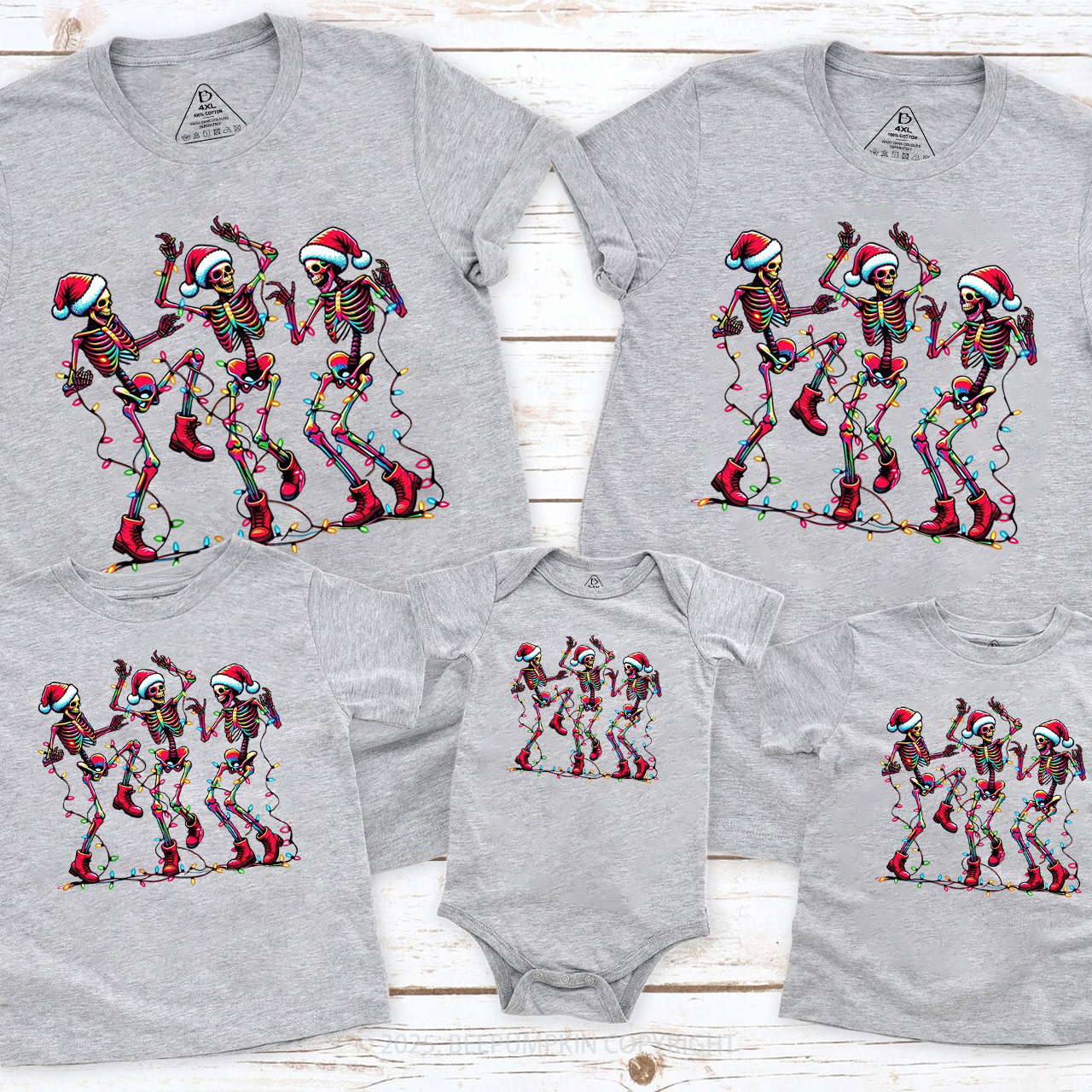Skeleton Christmas Family Matching T-Shirts Beepumpkin