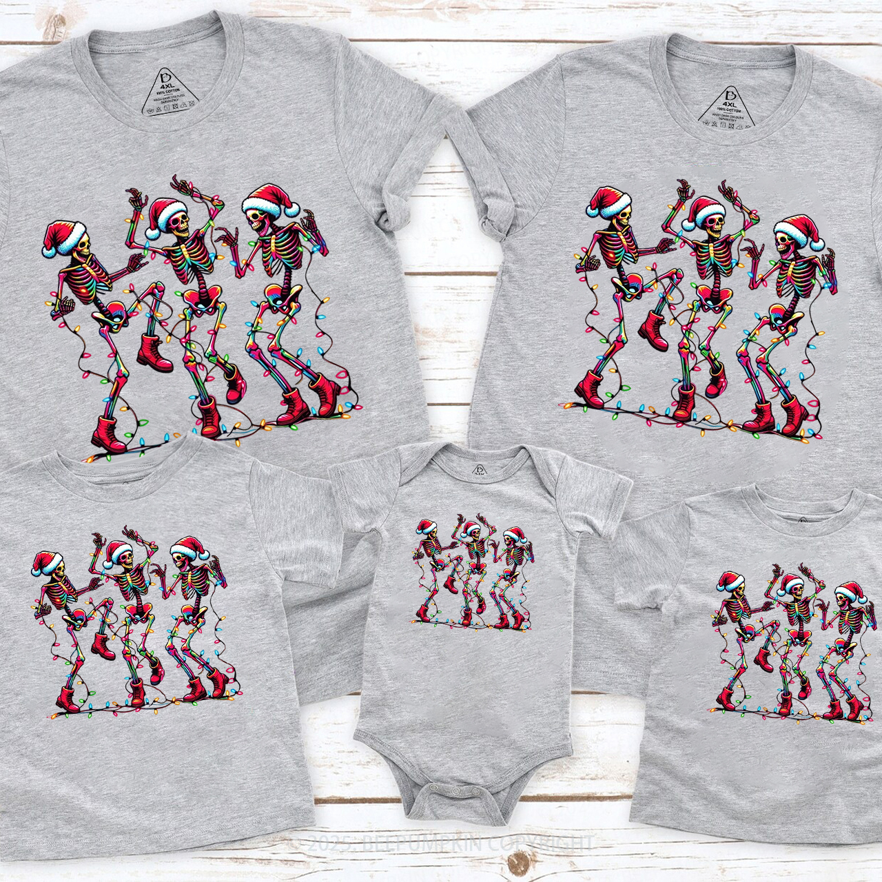Skeleton Christmas Family Matching T-Shirts Beepumpkin