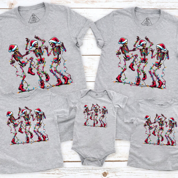 Skeleton Christmas Family Matching T-Shirts Beepumpkin