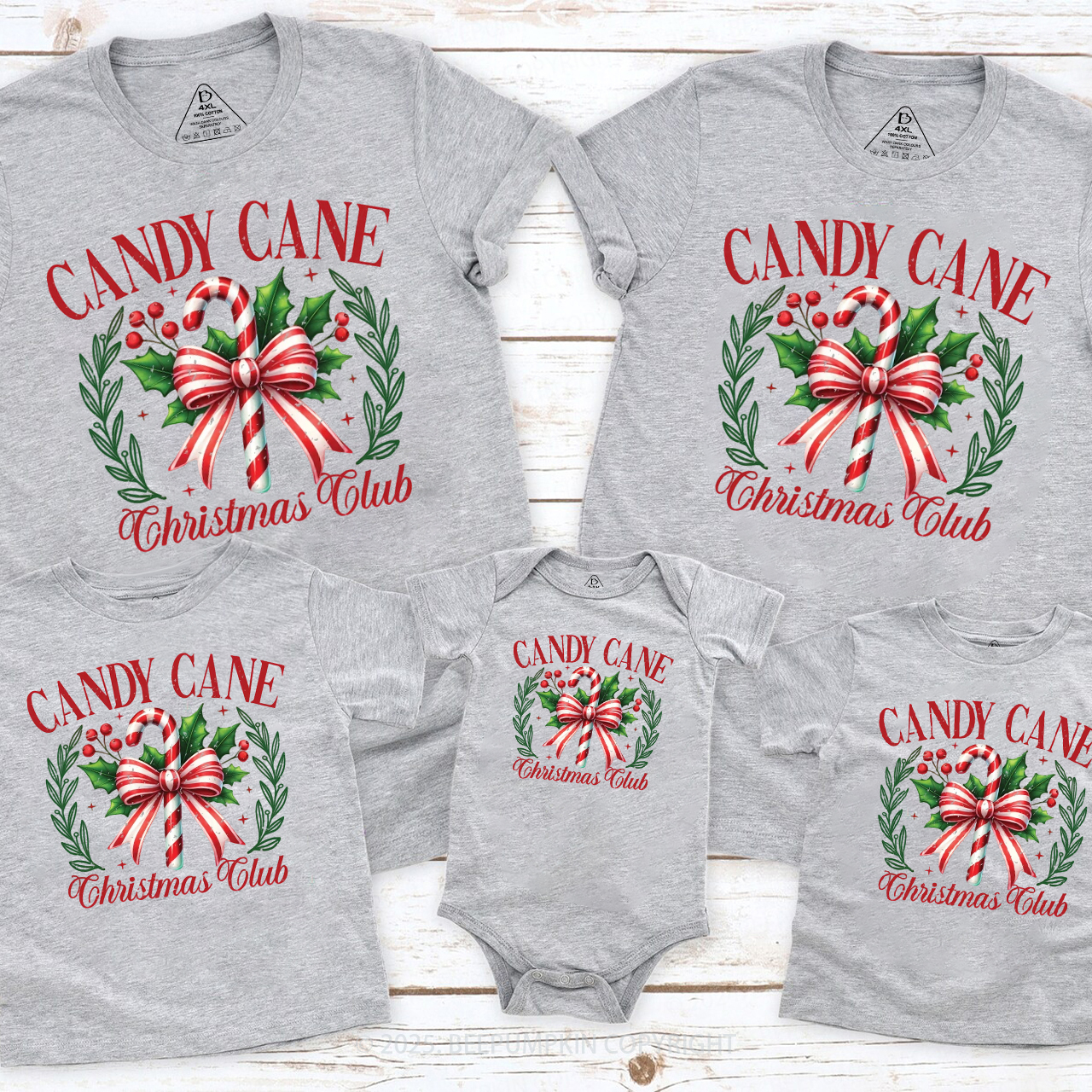 Candy Cane Christmas Club Christmas Family Matching T-Shirts Beepumpkin