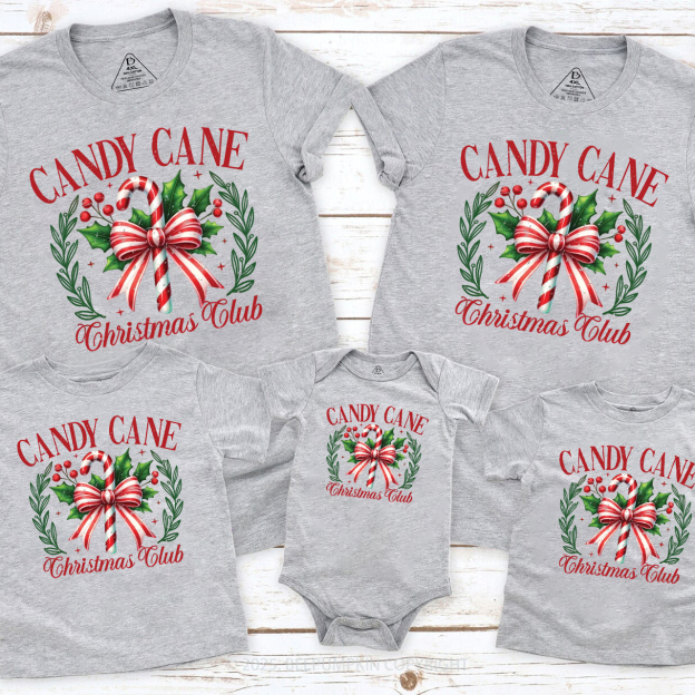 Candy Cane Christmas Club Christmas Family Matching T-Shirts Beepumpkin
