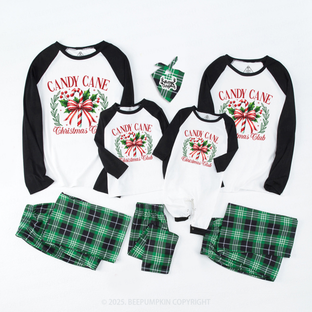 Candy Cane Christmas Club Christmas Family Matching Pajamas